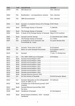 SARAWAK LIBRARY MASTER SIMPLE LIST Feb 2020 Master