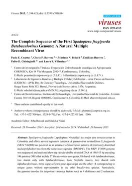 The Complete Sequence of the First Spodoptera Frugiperda Betabaculovirus Genome: a Natural Multiple Recombinant Virus