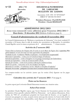 Dolmens Et Patrimoine De Labeaume’’ S’Est Réuni Vendredi 23 Novembre À 20 Heures Dans La Salle De Réunion Des Associations Au Récatadou