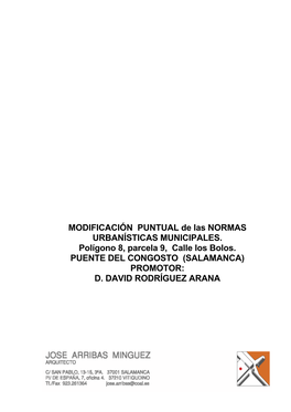 MODIFICACIÓN PUNTUAL De Las NORMAS URBANÍSTICAS MUNICIPALES