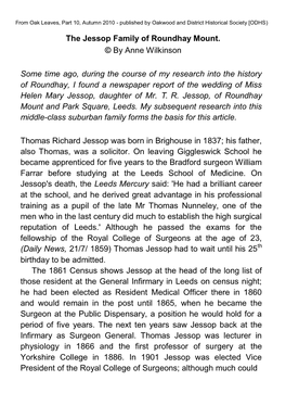 The Jessop Family of Roundhay Mount. © by Anne Wilkinson Some