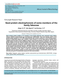 Seed Protein Electrophoresis of Some Members of the Family Fabaceae