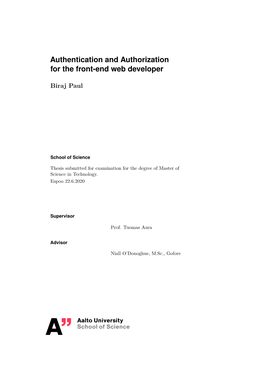Authentication and Authorization for the Front-End Web Developer
