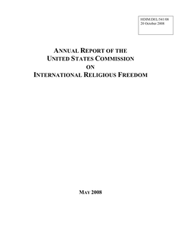 Annual Report of the United States Commission on International Religious Freedom