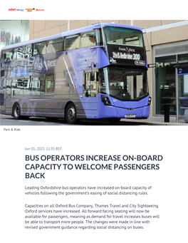 Bus Operators Increase On-Board Capacity to Welcome Passengers Back