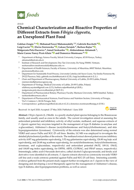 Chemical Characterization and Bioactive Properties of Different