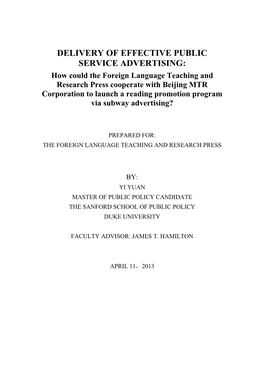 Delivery of Effective Public Service Advertising