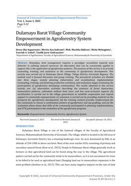 Dulamayo Barat Village Community Empowerment in Agroforestry