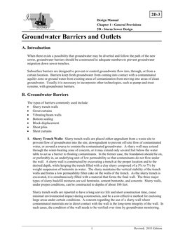 Section 2D-3 - Groundwater Barriers and Outlets