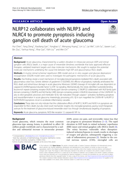 NLRP12 Collaborates with NLRP3 and NLRC4 to Promote Pyroptosis