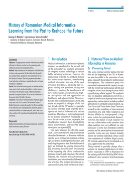 History of Romanian Medical Informatics: Learning from the Past to Reshape the Future George I