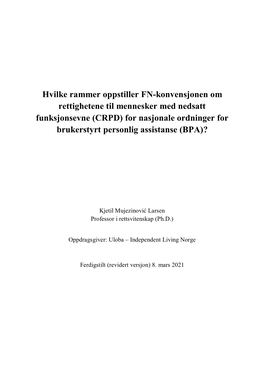 (CRPD) for Nasjonale Ordninger for Brukerstyrt Personlig Assistanse (BPA)?