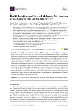 Health Functions and Related Molecular Mechanisms of Tea Components: an Update Review