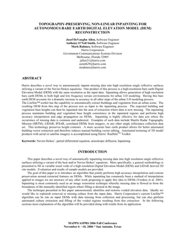 Topography-Preserving, Non-Linear Inpainting for Autonomous Bare Earth Digital Elevation Model (Dem) Reconstruction