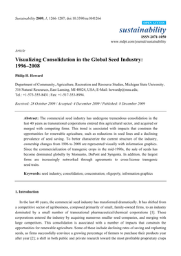 Visualizing Consolidation in the Global Seed Industry: 1996–2008