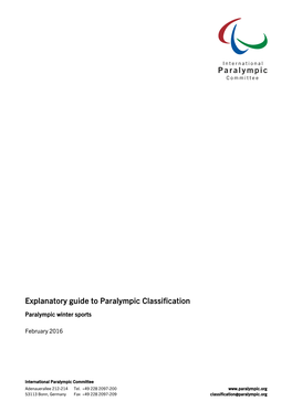 Explanatory Guide to Paralympic Classification