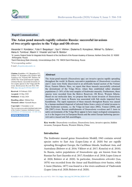 The Asian Pond Mussels Rapidly Colonize Russia: Successful Invasions of Two Cryptic Species to the Volga and Ob Rivers