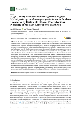 High Gravity Fermentation of Sugarcane Bagasse Hydrolysate By