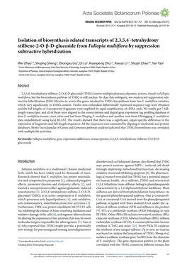 Isolation of Biosynthesis Related Transcripts of 2, 3, 5, 4'-Tetrahydroxy