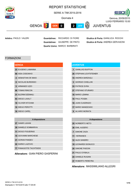 Report Statistiche Genoa Juventus