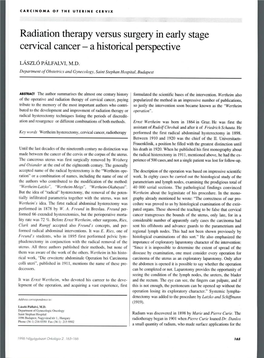 Radiation Therapy Versus Surgery in Early Stage Cervical Cancer