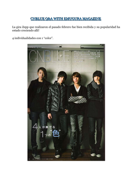 Cnblue Q&A with Emugura Magazine