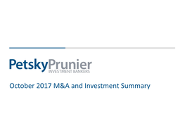 October 2017 M&A and Investment Summary
