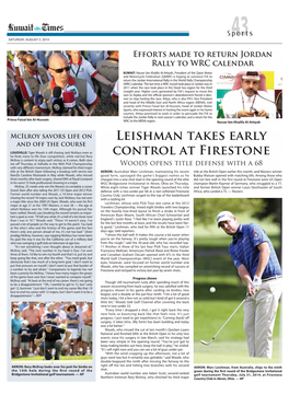 Leishman Takes Early Control at Firestone