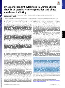 Myosin-Independent Cytokinesis in Giardia Utilizes Flagella To