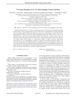 Two-Stage Dynamics of in Vivo Bacteriophage Genome Ejection