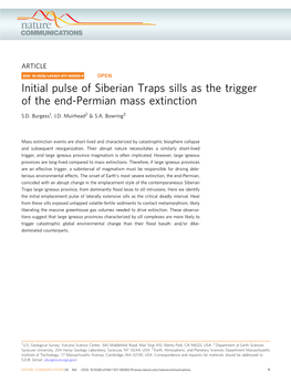 Initial Pulse of Siberian Traps Sills As the Trigger of the End-Permian Mass Extinction