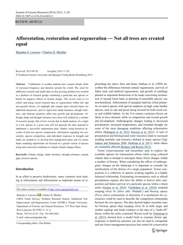 Afforestation, Restoration and Regeneration ― Not All Trees Are Created Equal