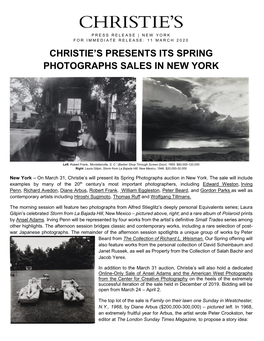 Christie's Presents Its Spring Photographs Sales in New