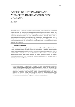 Access to Information and Medicines Regulation in New Zealand