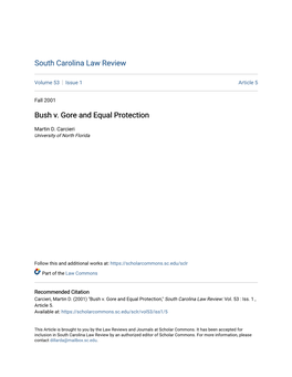 Bush V. Gore and Equal Protection