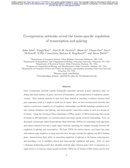 Co-Expression Networks Reveal the Tissue-Specific Regulation