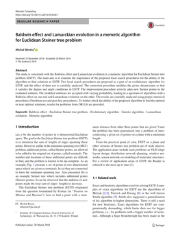 Baldwin Effect and Lamarckian Evolution in a Memetic Algorithm for Euclidean Steiner Tree Problem