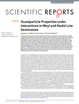 Quasiparticle Properties Under Interactions in Weyl and Nodal Line Semimetals