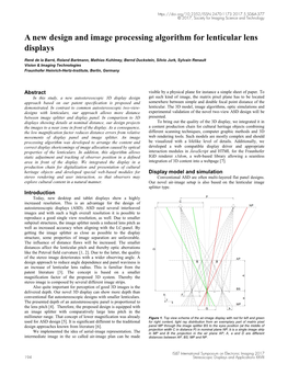 A New Design and Image Processing Algorithm for Lenticular Lens Displays