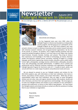 Newsletter Autumn 2012 Fulbright Program in Ukraine