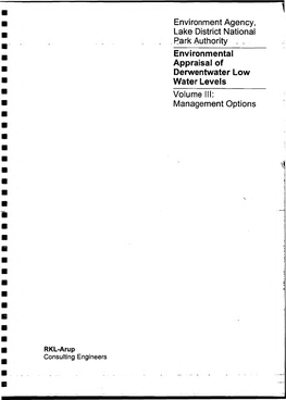 Environmental Appraisal of Derwentwater Low Water Levels Volume III: Management Options