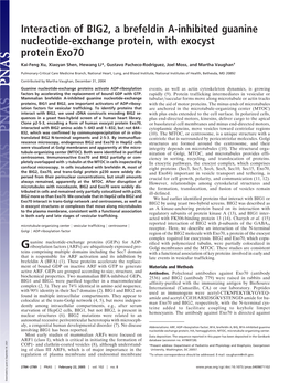 Interaction of BIG2, a Brefeldin A-Inhibited Guanine Nucleotide-Exchange Protein, with Exocyst Protein Exo70