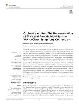 Orchestrated Sex: ﻿﻿The Representation of Male and Female Musicians In