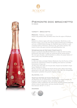 Piemonte Doc Brachetto VS DOLCE