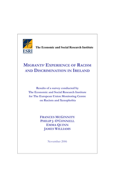 Migrants' Experience of Racism and Discrimination In