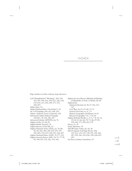 Page Numbers in Italics Indicate Map References. A-10 Thunderbolt II “Warthog,” 104, 139, 163, 187, 194, 216, 218–222