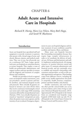 Adult Acute and Intensive Care in Hospitals