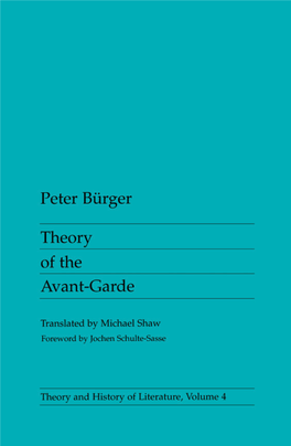 Theory of the Avant-Garde