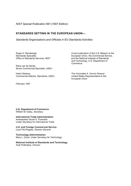 (1997 Edition) STANDARDS SETTING in the EUROPEAN UNION