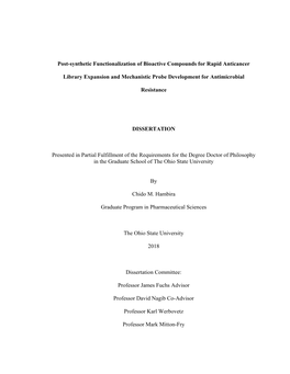 Post-Synthetic Functionalization of Bioactive Compounds for Rapid Anticancer